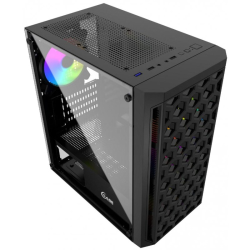 Корпус Powercase Mistral Micro T3B CMIMTB-L3, Tempered Glass, Mesh, 2x 140mm + 1х 120mm 5-color fan, чёрный, mATX