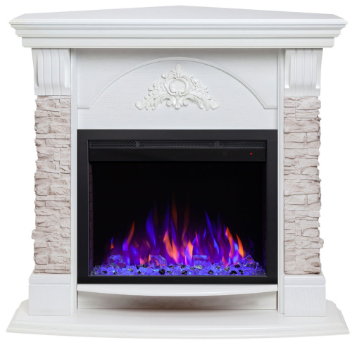 Электрокамин RealFlame Athena Corner GR белый с очагом Saphir 25,5