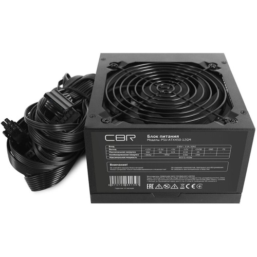 Блок питания CBR PSU-ATX450-12GM ATX 450W 80+ Bronze, APFC, 0.6mm, 20+4pin, 1*8-pin(4+4P), 1*6+2pin, 4*SATA, 2*IDE, 12cm fan, черный