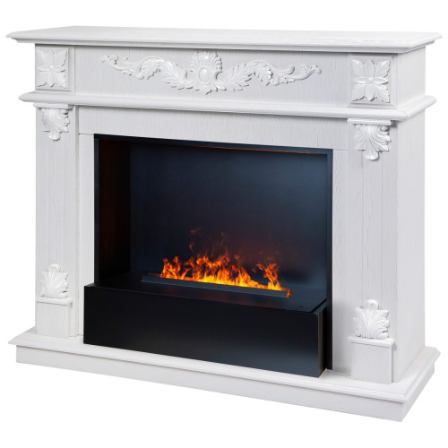 Электрокамин RealFlame Philadelphia 25,5/26 WT белое золото с очагом 3D Cassette 630 Black Panel