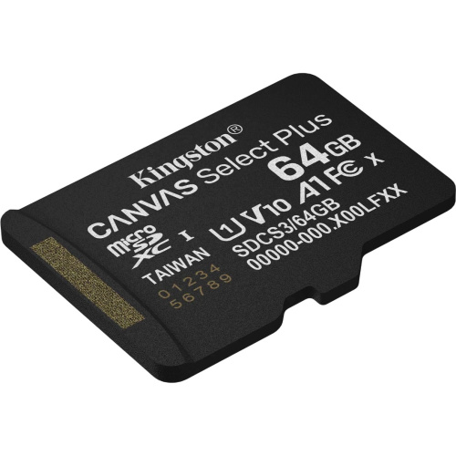 Карта памяти Kingston Canvas Select Plus Gen3 SDCS3/64GBSP micro SDXC 64GB, 100MB/s A1, без адаптера