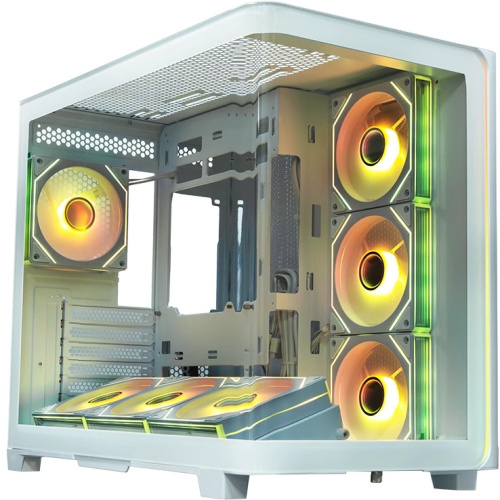 Корпус XASTRA QR600 7ARGB C10-UC (QR600-7FM12A-C10-UC-L-WH) White ATX/Aquarium/Curve Glass/Led Strip/ 7x120mm ARGB PWM FM fans/ Argb+PWM HUB 10port