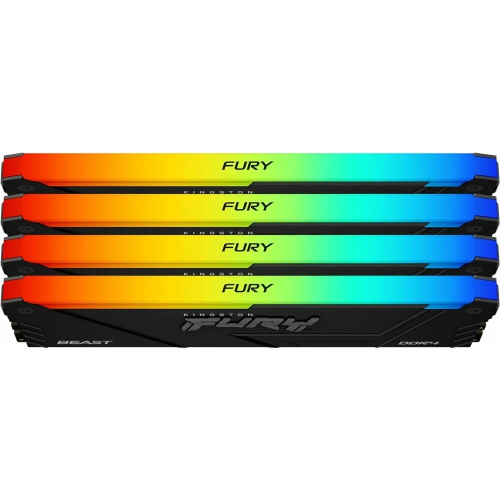 ОЗУ Kingston Fury Beast RGB KF436C17BB2AK4/32 DDR4 4x8GB 3600MHz RTL Gaming PC4-28800 CL17 DIMM 288-pin 1.35В kit single rank с радиатором Ret