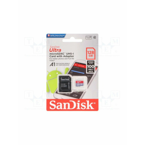 Карта памяти SanDisk Ultra (SDSQUAR-128G-GN6MA) microSDXC 128Gb (R/W 100/100 Mb/s, adapter)