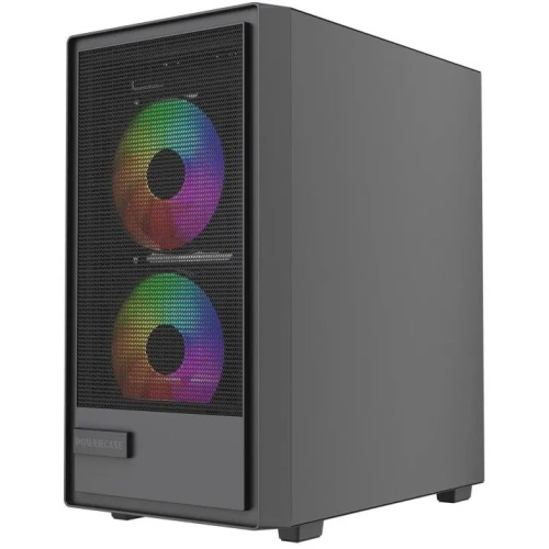 Корпус Powercase Mistral SM02 ARGB (CMMSM02B-A3), Tempered Glass, 3x120mm ARGB PWM fans, чёрный, mATX