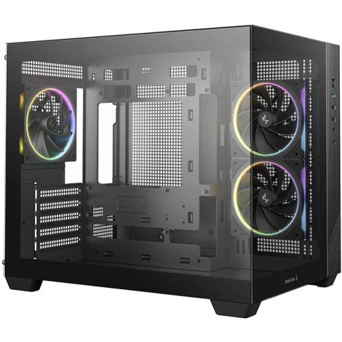 Корпус Deepcool CG330 3F без БП, боковое окно (панорама), 3x120mm ARGB PWM вентилятора, черный, mATX