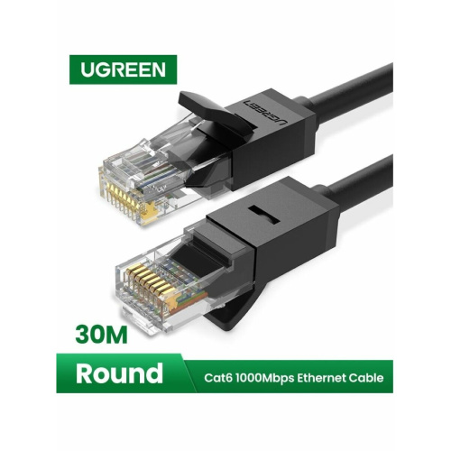 Кабель сетевой UGREEN NW102 (20168) Cat 6 8-Core U/UTP Ethernet Cable 30m Black