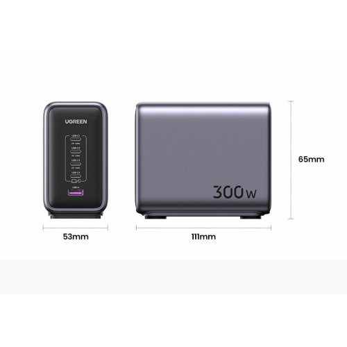 Зарядное устройство Ugreen CD333 (90903B) Nexode 300W 5-Port PD GaN Fast Charger EU Gray
