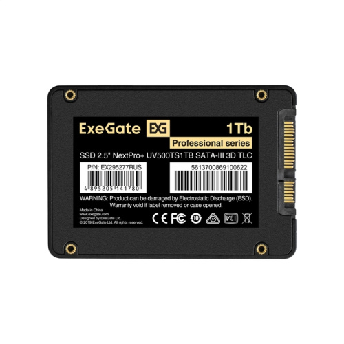 SSD ExeGate NextPro+ UV500TS1TB EX295277RUS 2.5" 1Tb (SATA-III, 3D TLC)
