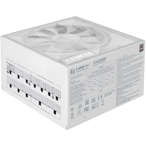 Блок питания Lian Li SX1200P (G9P.SX1200P.W000.RU) / White / ATX 3.1, 1200W, 80 Plus Platinum, PCIe 5.1, APFC, 120mm FDB Fan, Fully Modular