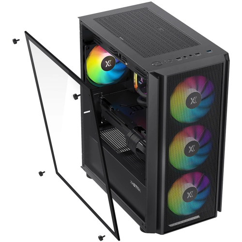 Корпус XASTRA A402M 4FRGB Black (A402M-4FC12F-BK) mATX/Mesh/full-size TG/4x120mm FRGB fans