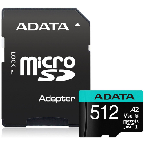 Карта памяти A-Data Premier Pro (AUSDX512GUI3V30SA2-RA1) microSDHC 512Gb Class10 + adapter