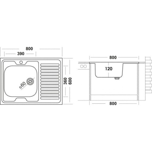 Мойка Ukinox Eco 800.600 L