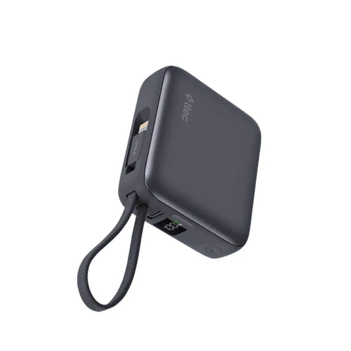 Внешний аккумулятор TTEC 2BB231GR ReCharger Mini LCD 10000mAh USB-C PD 20W Powerbank с кабелем USB-C&Lightning серый