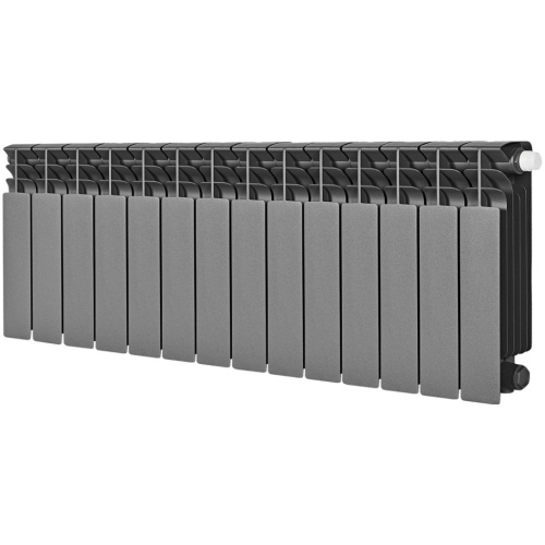 Биметаллический радиатор отопления Stout Titan Ventil 350 14 секций нижнее правое подключение графит RAL 7024