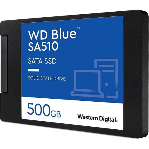 SSD WD Blue SA510 (WDS500G3B0A) 500GB, 2.5" 7mm, SATA3, R/W 560/510MB/s, IOPs 90 000/82 000, TBW 200, DWPD 0.2