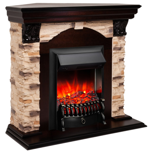 Электрокамин RealFlame Dublin Corner Rock AO античный дуб с очагом Fobos Lux Black