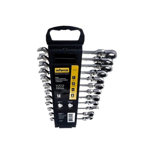 Набор ключей комбинированных Inforce 06-05-51 шарнирных с трещоткой 12 предметов