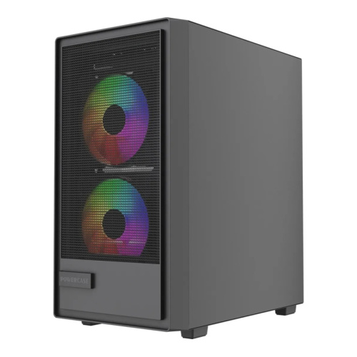 Корпус Powercase Mistral SM02 (CMMSM02B-L3), Tempered Glass, 3x120mm FRGB fans, чёрный, mATX