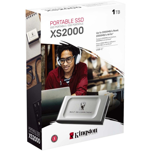 Внешний SSD Kingston XS2000 1000Gb (SXS2000/1000GA) USB3.2 Gen2 x2, Type-C, 2000/2000Mbs, IP55, 69.5x32.5x13.5mm, 28.9g