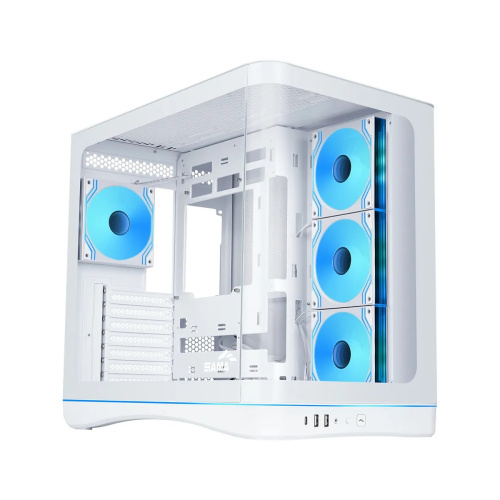Корпус SAMA V62S White (V62S-WHADA4X1-GL), без БП, Midi-Tower, TG, 4x120mm ARGB, 2xUSB 3.0 + 1xUSB 3.2 Type-C, ATX, mITX